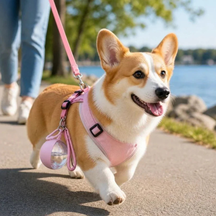 Portable Pet Water Cup PET Plastic Foldable Spherical Reusable Water Dispenser with Hook, Outdoor Dog Travel Drinking Bottle
