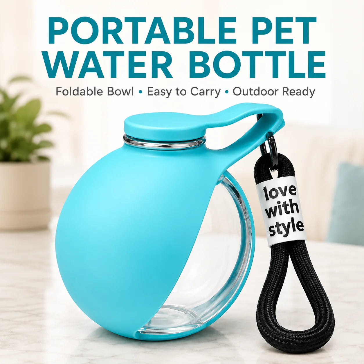 Portable Dog Water Bottle Leakproof Pet Travel Water Dispenser with Bowl for Walking Hiking Outdoor
