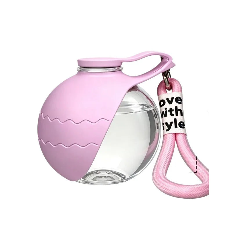 Portable Pet Water Cup PET Plastic Foldable Spherical Reusable Water Dispenser with Hook, Outdoor Dog Travel Drinking Bottle